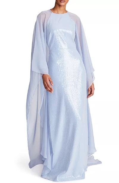 Halston Cape sheer dress Bloomingdales
