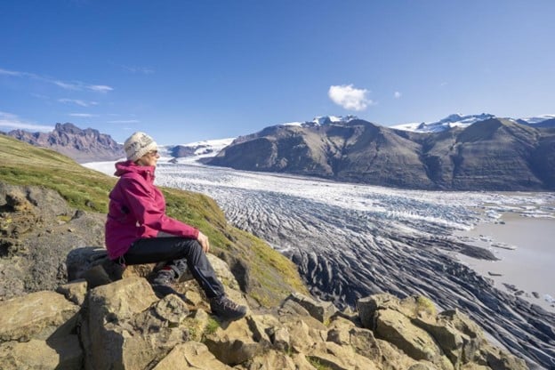 Vatnajokull glacier with Skaftafell glacier tongue in Iceland