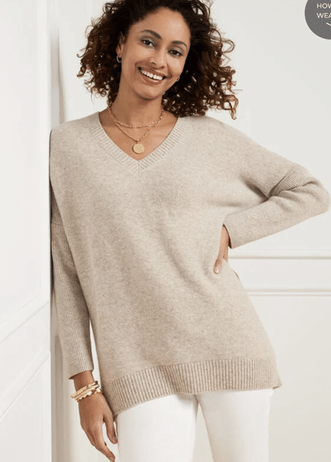 Drop Shoulder Cashmere Pullover