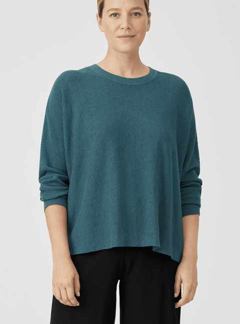 Linen Crepe Stretch Crew Neck Top