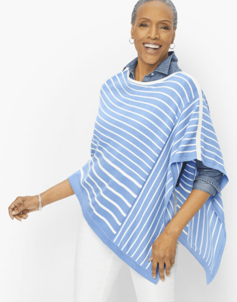 Plus Size Stripe Asymmetrical Poncho