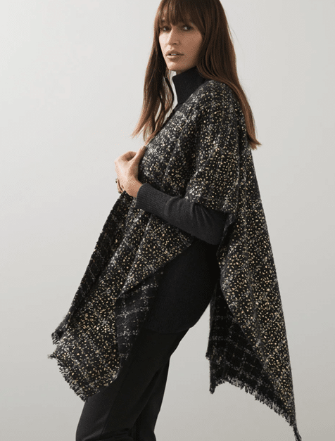 Textured Jacquard Ruana Wrap