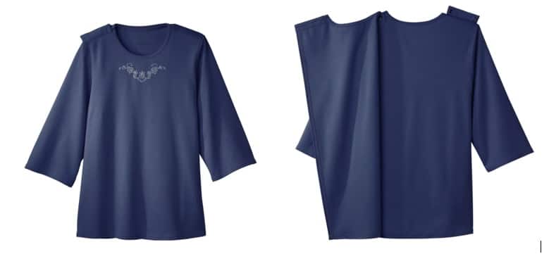 Women's Open Back 3/4 Length Sleeve Top with Embroidery