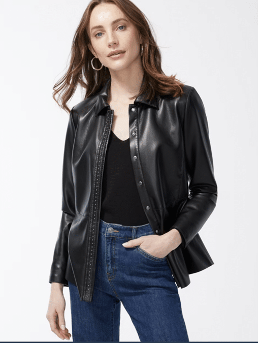 Riveted Faux Leather Peplum Jacket