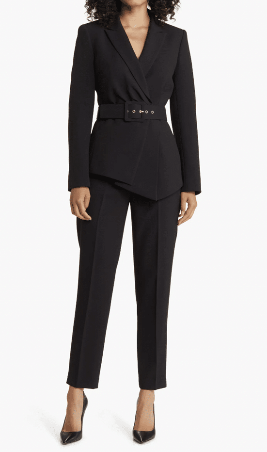 TAHARI ASL BELTED JACKET AND PANTS