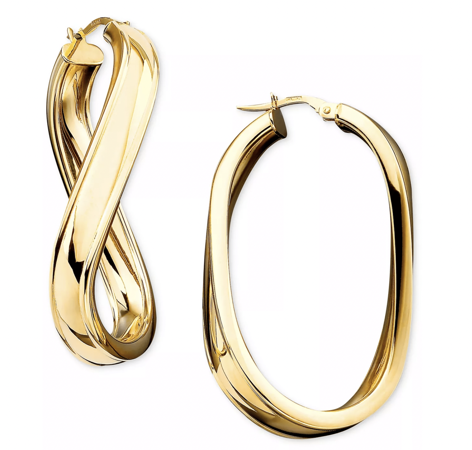 Twisted Oval Hoop Earrings in 14k Gold