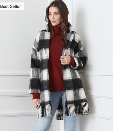 Plaid Fringe Jacket