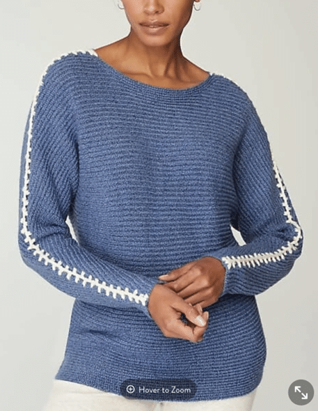 Pure Jill Hand-Stitched Details Boat-Neck Sweater