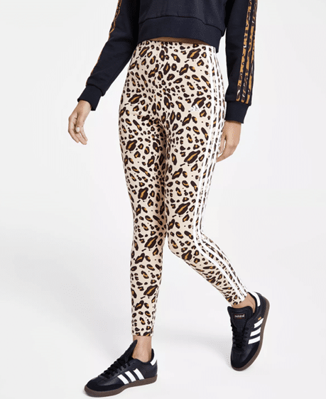 Adidas Essentials 3 Stripes Animal-Print 7/8 Leggings at Macy’s