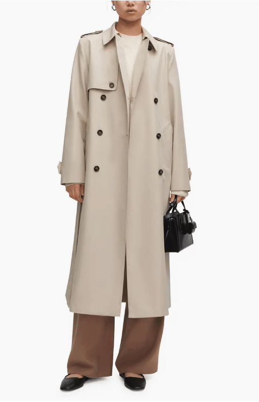 MANGO Double Breasted Water Repellent Trench Coat | Nordstrom