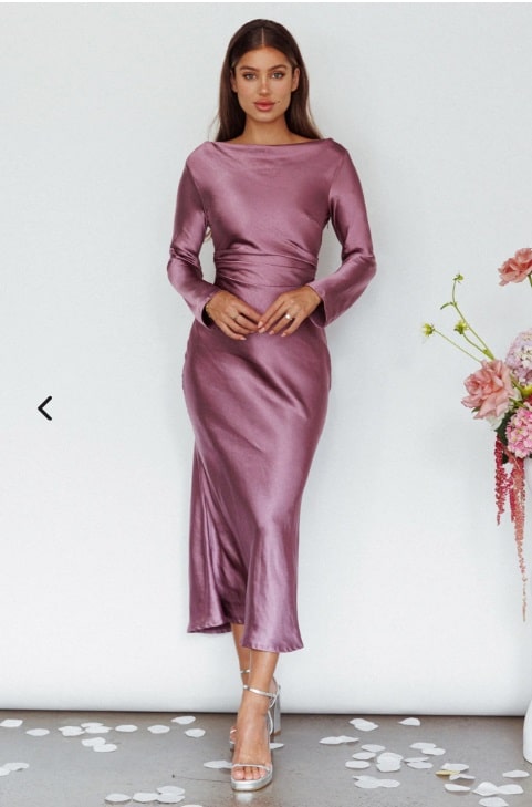 Loveland Cowl Back Midi Dress Grape | Selfie Leslie