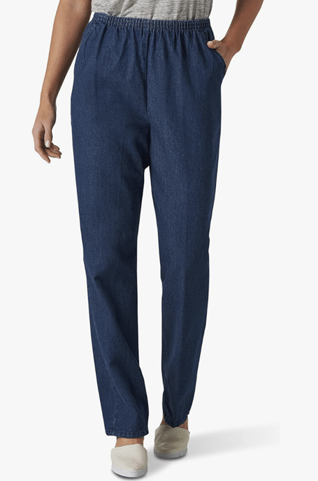 Chic Classic Collection Women's Cotton Pull-on Pant with Elastic Waist from Amazon