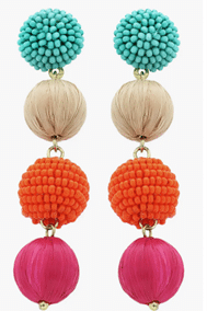 Bead & Raffia Linear Drop Earrings