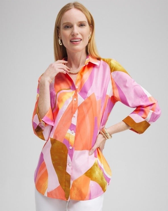 No Iron™ Stretch Abstract Mix Shirt