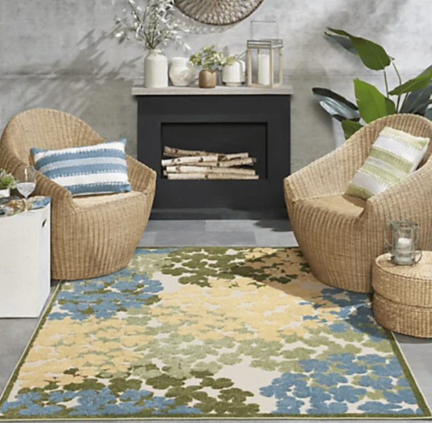Nourison Home Hydrangea Print Indoor/Outdoor Rug