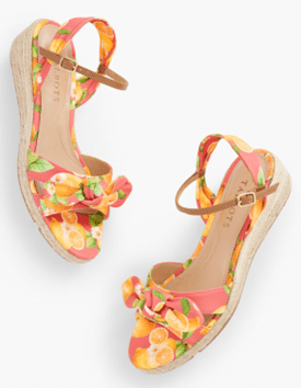 Pamela bow citrus sateen espadrille wedges