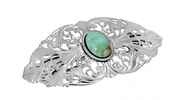 Silver-Tone Oval Stone Large Hair Barrette from Macy’s