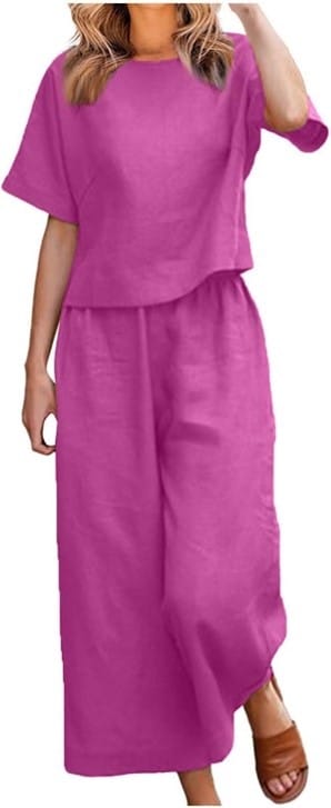 Two-Piece Linen Pant Suit for Women