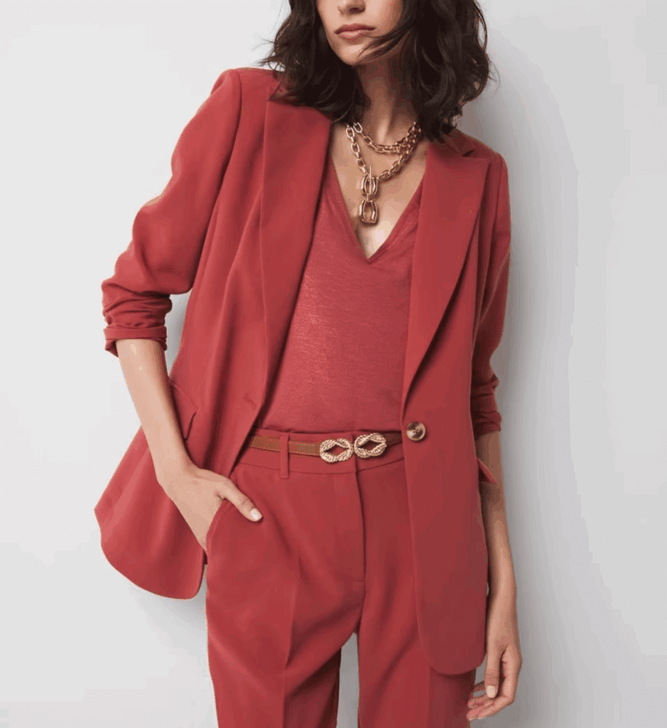 Cinched-Back One-Button Blazer