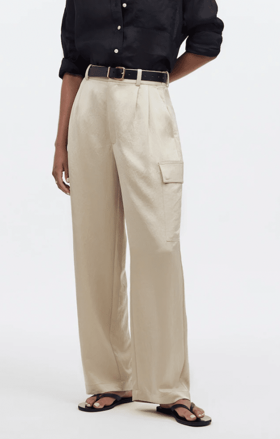Lightweight Cargo Pants - Madewell High-Rise Straight Cargo Trousers in Satin