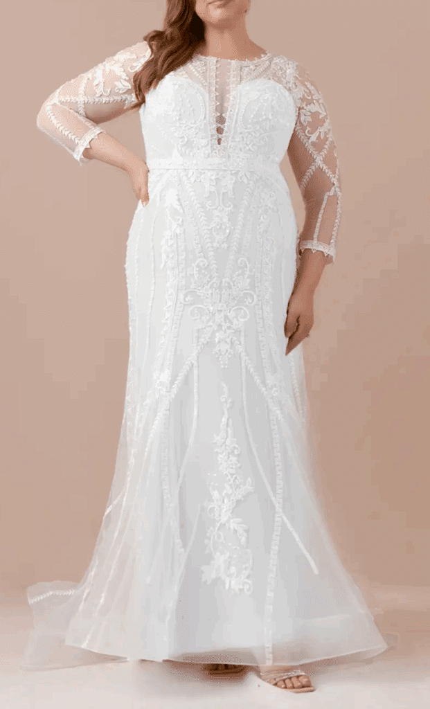 Azazie Yoki Diamond White Mermaid Scoop Tulle Dress