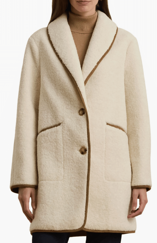 Shawl Collar Faux Shearling Coat