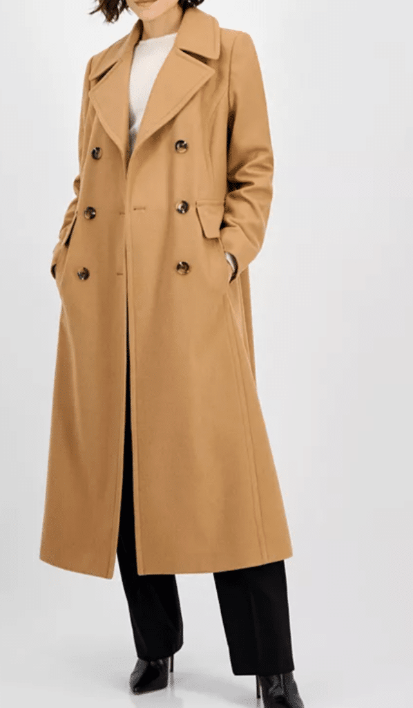Anne Klein Double-Breasted Maxi Coat at Macy’s