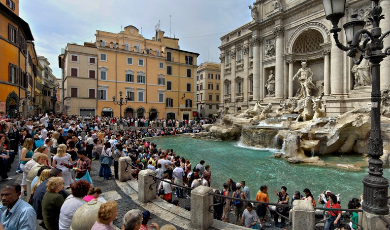 
Trevi Fountain in Italy during high season.