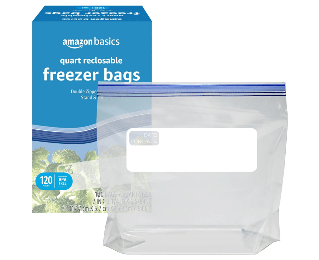 Amazon Basics Reclosable Freezer Quart Bags, BPA Free